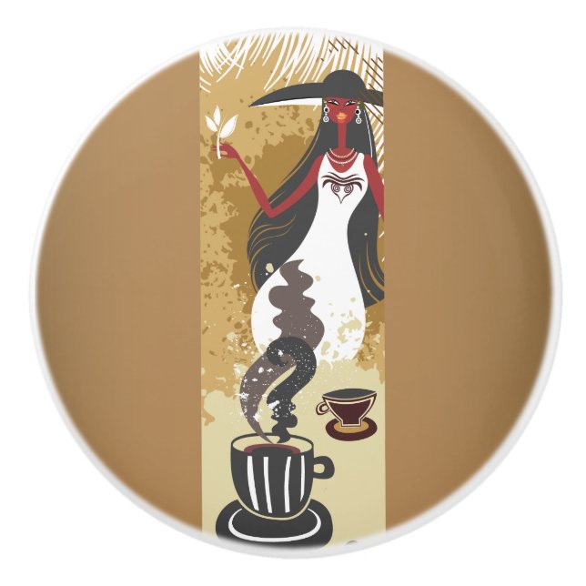 Chica de café Pomo de cerámica (Anverso)