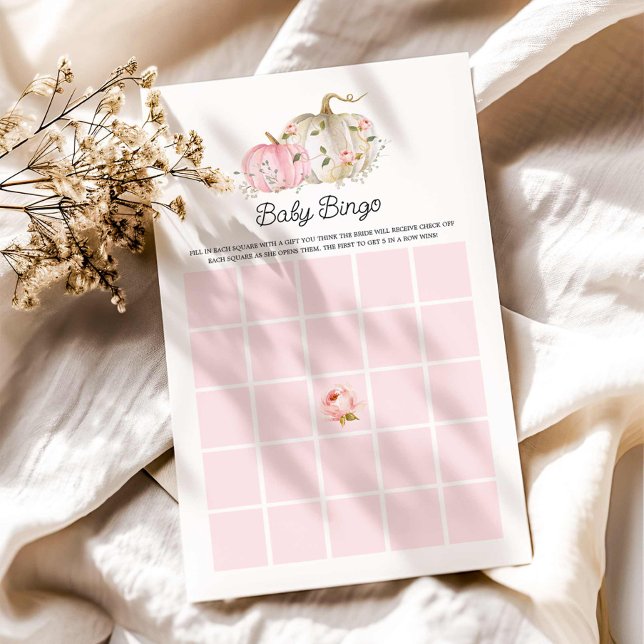 Chica de calabaza de otoño Tarjeta de juego de bin (Little Pumpkin Baby Bingo Game Card)