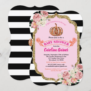 Chica de calabaza invitación a ducha rosa y dorado