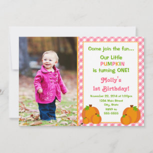 Chica de calabaza Invitación al cumpleaños tarjeta