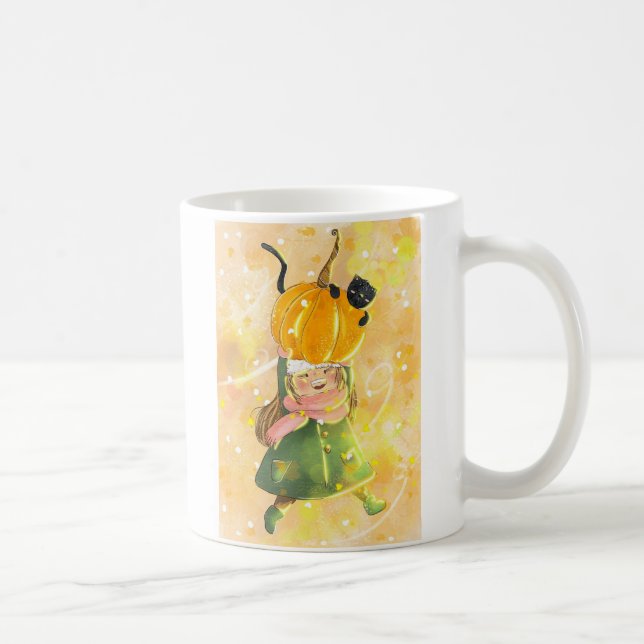 Chica de calabaza otoñal y jarra de gato (Derecha)