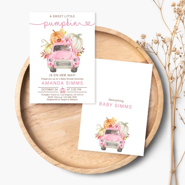Chica de calabazaBebé Invitación a ducha Camión ro (Subido por el creador)