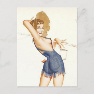 ¡chica de campo! Tarjeta postal de arte chica de p