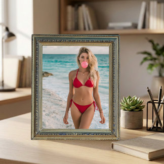 Chica de chicle de playa Arte de pared de verano c