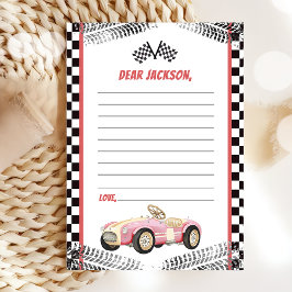 Chica de coches de carreras Tarjeta de nota de la 