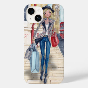 Chica de compras en Londres City   funda Iphone 6