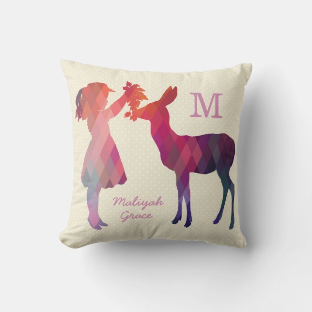 Chica de cosecha moderna y Cojín decorativo de mon (Anverso)