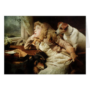 Chica de cosecha y dos perros