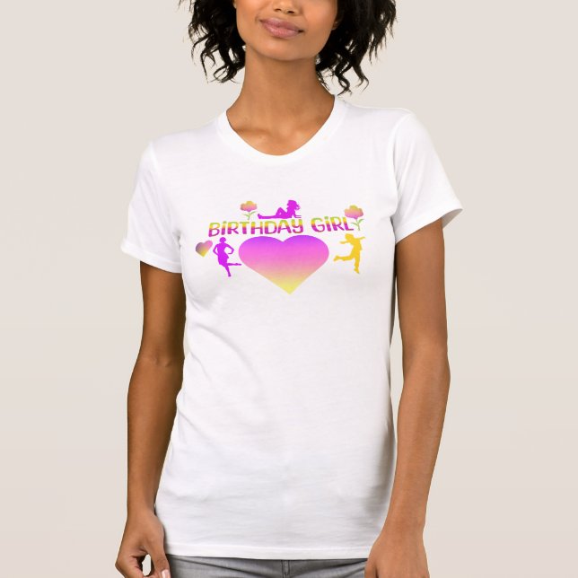 Chica de cumpleaños camiseta de corazón rosa y ama (Anverso)