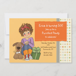 Chica De Cumpleaños Con Invitación De Perro