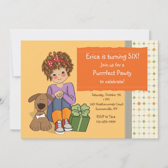 Chica De Cumpleaños Con Invitación De Perro (Anverso)