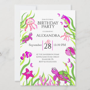 Chica de cumpleaños de Cute Pink Under Sea Fiesta