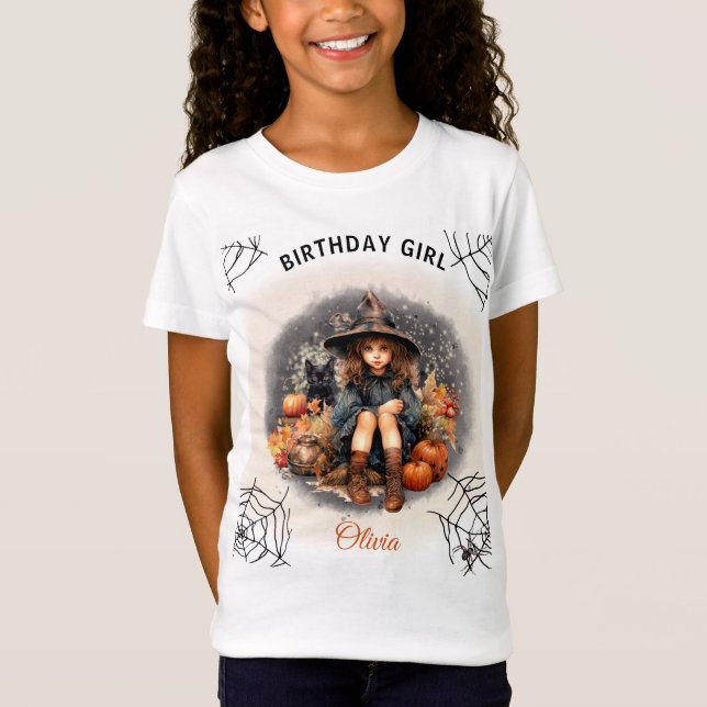 Chica de cumpleaños de Halloween Pequeña camiseta  (Anverso)