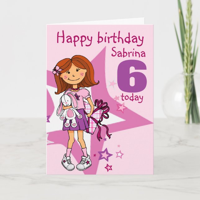 Chica de cumpleaños feliz con tarjeta de edad (Anverso)