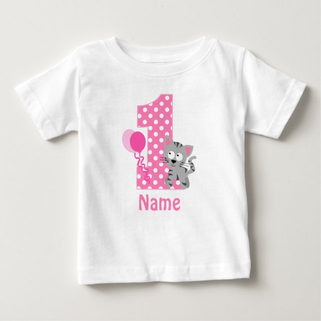 Chica de cumpleaños Kitty Gato Camisa Personalizad (Anverso)