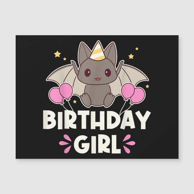 Chica de Cumpleaños Lindo Gráfico de Murciélago (Anverso)