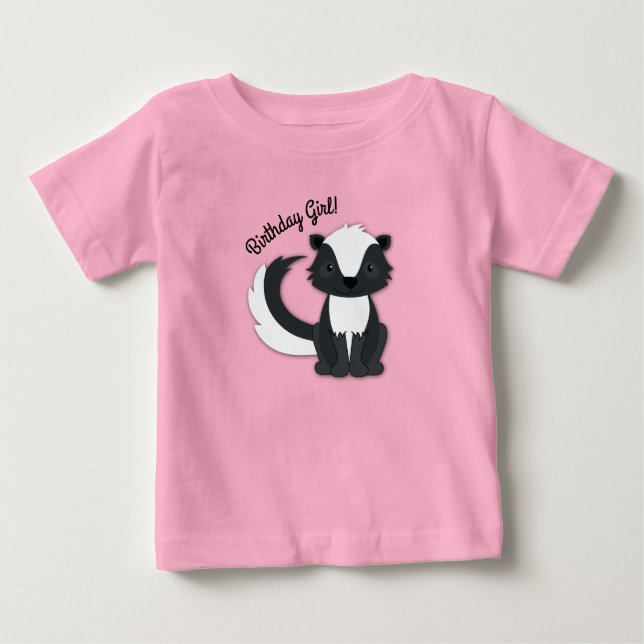 Chica de cumpleaños Skunk Fiesta niños camiseta be (Anverso)