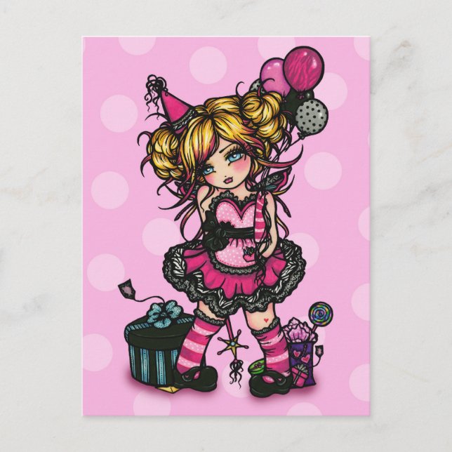Chica de cumpleaños Tarjeta de hadas Invitar posta (Anverso)