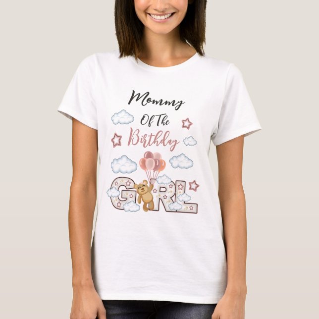Chica de cumpleaños Teddy Bear camisetas mamá (Anverso)