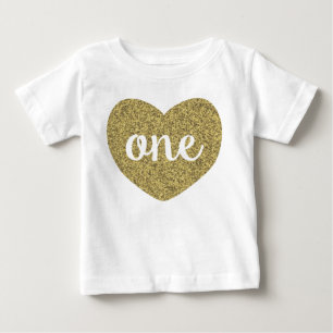 Chica de Cumpleaños Una Camisa Purpurina Faux Gold