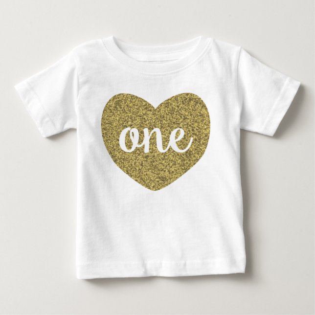 Chica de Cumpleaños Una Camisa Purpurina Faux Gold (Anverso)