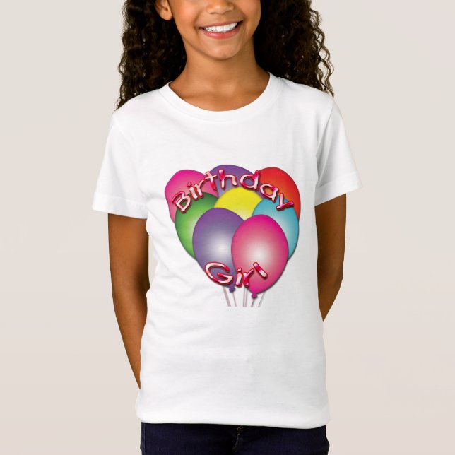 Chica de cumpleaños y camiseta de globos (Anverso)