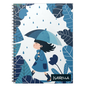 Chica de día lluvioso Cuaderno de Fotos en Espiral