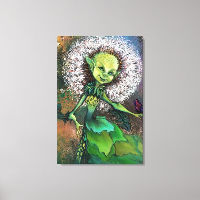 Chica de Diente de León y Mariposa Impresión en Li (Anverso)
