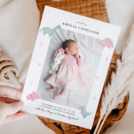 Chica de dinosaurios bebé foto anuncio de nacimien