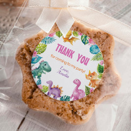 Chica de dinosaurios Cute cumpleaños Pegatina redo