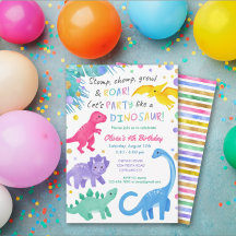 Chica de dinosaurios Invitación de cumpleaños lind