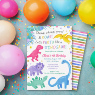 Chica de dinosaurios Invitación de cumpleaños lind