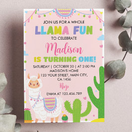 Chica de diversión de Llama Invitación de cumpleañ