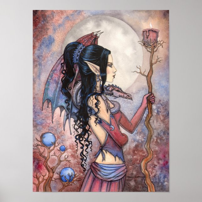 CHICA de DRagon arte de fantasía gótica de Molly H (Frente)