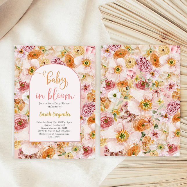 Chica de ducha con flores de verano  Invitación (Subido por el creador)