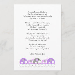 Chica de ducha de bebé gracias notas con poema