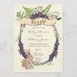 chica de ducha invitación conejo de conejo de la s