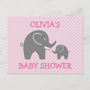 Chica de elefante gris rosado lindo ducha postales
