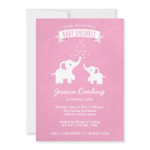 Chica de elefante rosa Invitación a ducha de rocia