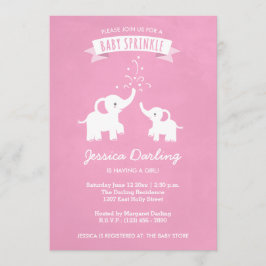 Chica de elefante rosa Invitación a ducha de rocia