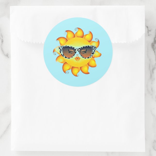 Chica de emoji gafas de sol redondeadas Pegatinas  (Bolso)