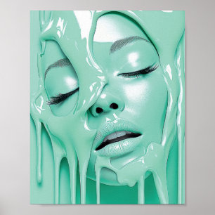 Chica de Ensueño Menta Líquida Arte Abstracto