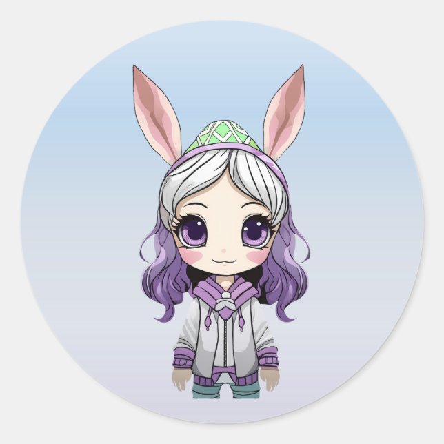 Chica de fantasía con Pegatinas de los oídos conej (Anverso)