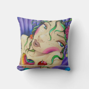 Chica de Fantasía Dibujada Arte Callejero Almohada