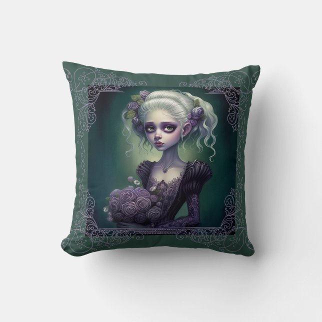 Chica de fantasía en almohada verde de Gótico (Anverso)