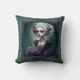 Chica de fantasía en almohada verde de Gótico