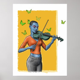 Chica de Fiddler - Poster de arte de violín surrea