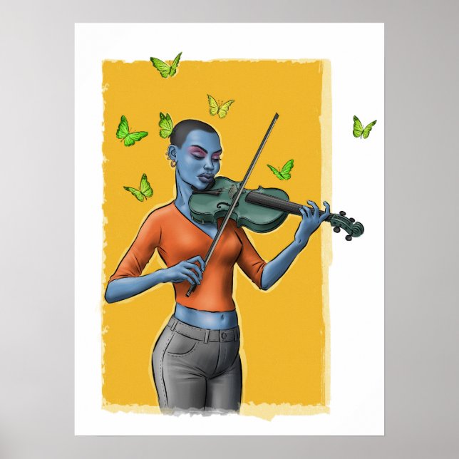 Chica de Fiddler - Poster de arte de violín surrea (Frente)