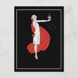 Chica de fiesta Art Deco Tarjeta postal vintage