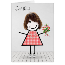 Chica de Figura de Palo con Bouquet de Cumpleaños